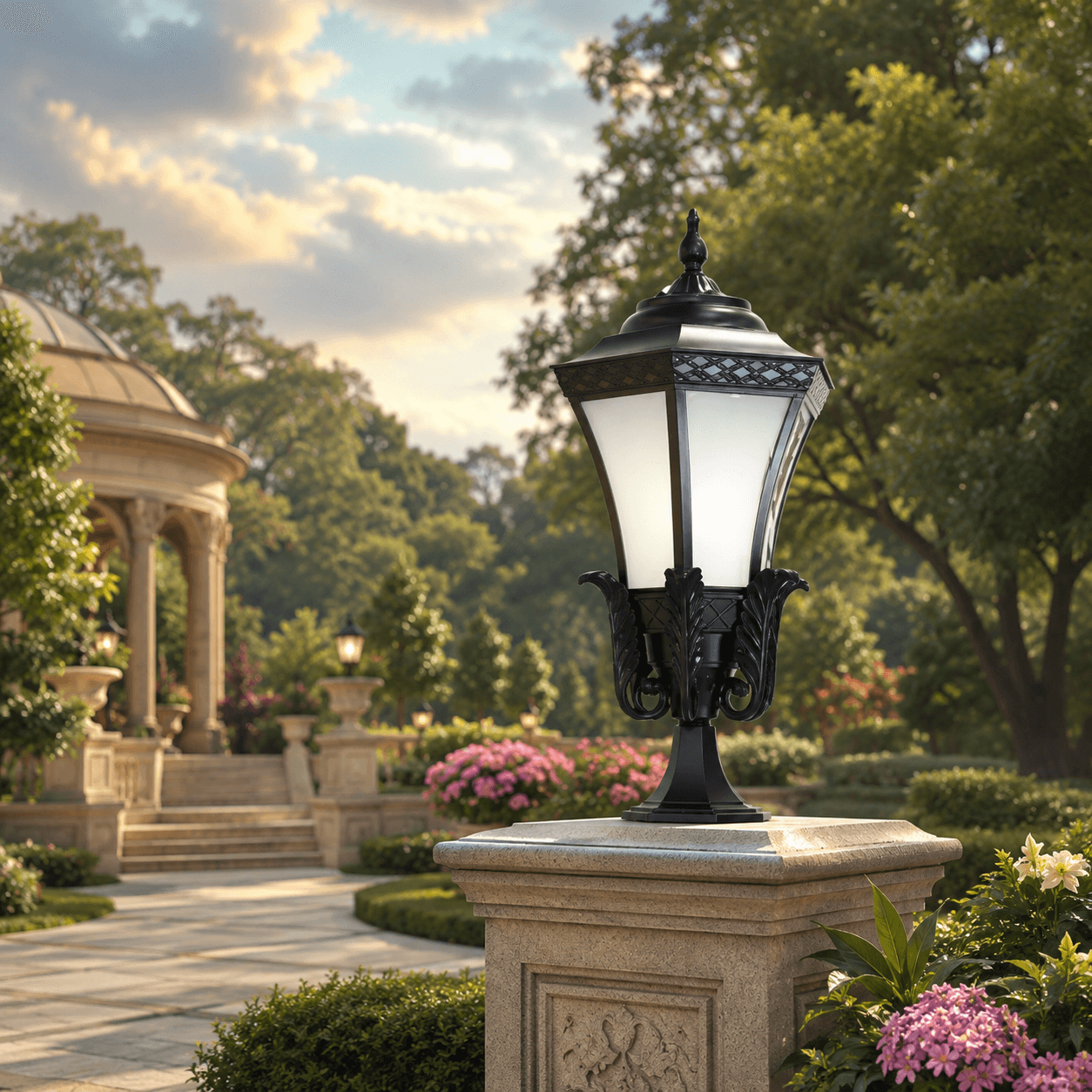 Classic Black Outdoor Gate Pillar Lantern Light Decorative Post Top