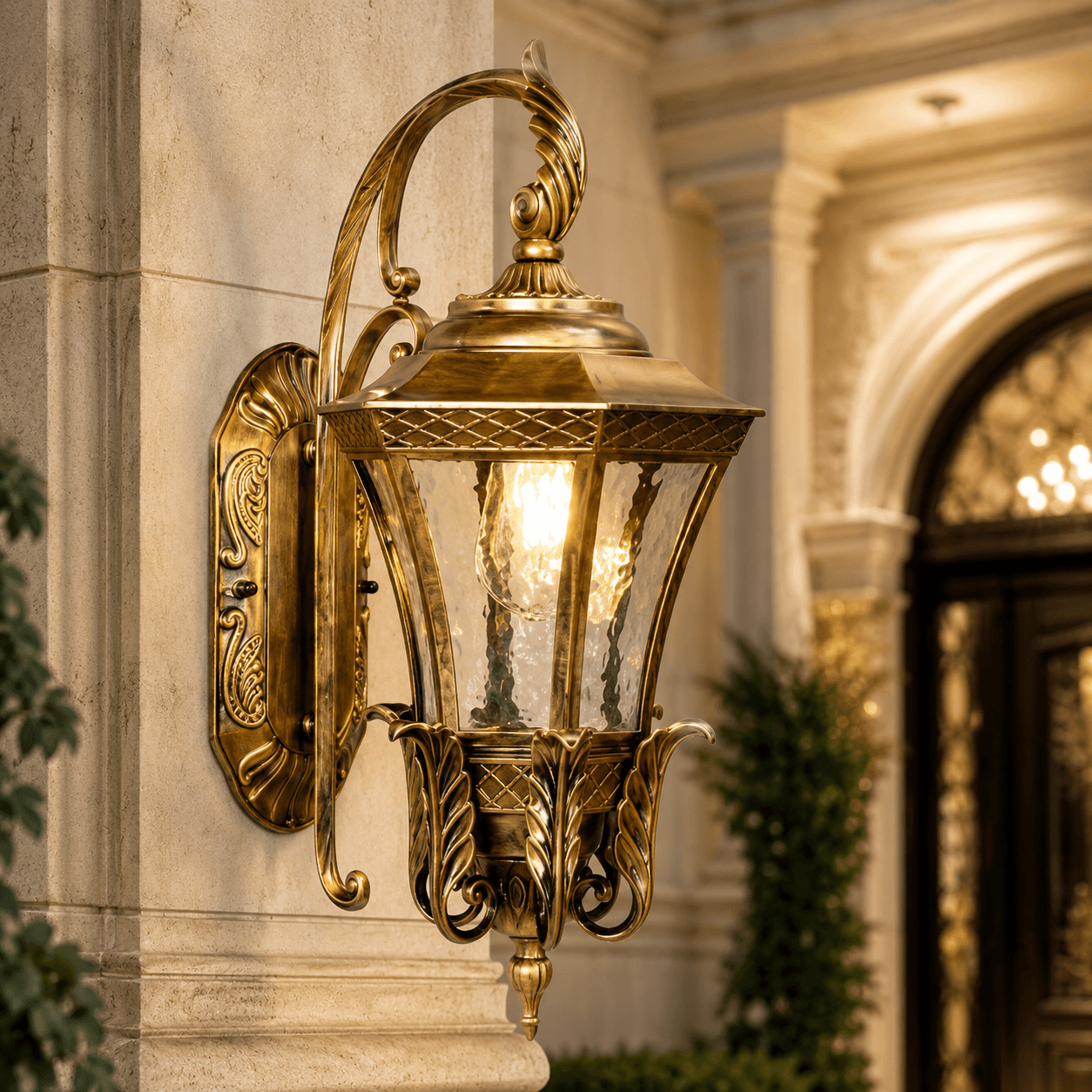 Royal Vintage Antique Gold Outdoor Wall Lantern Light