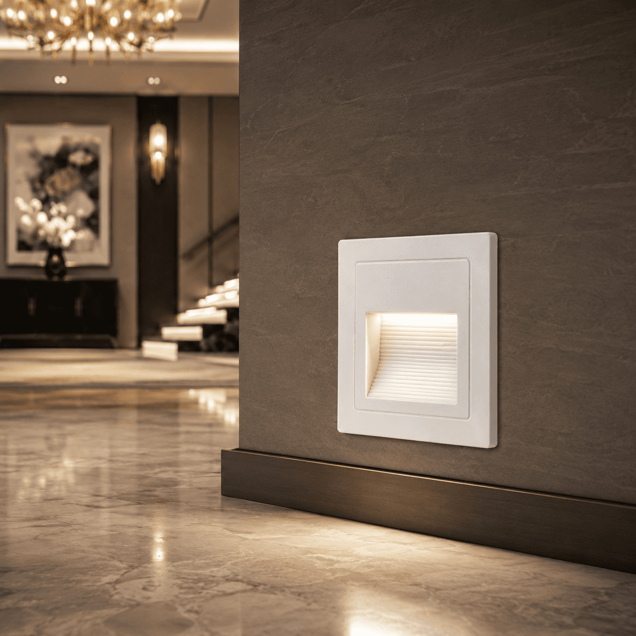 ADL StepGlow 2W Square Recessed LED Foot Light | IP54 Staircase & Wall Step Light | White and Graphite Grey | 85×85 mm